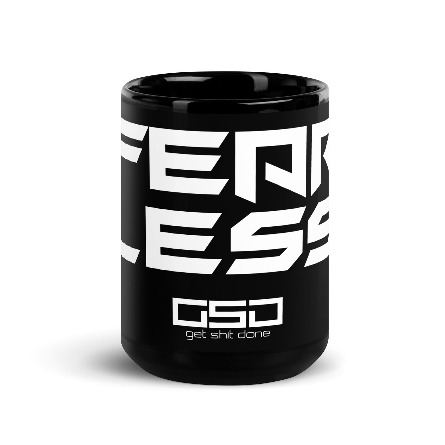 Fear Less-Black Glossy Mug
