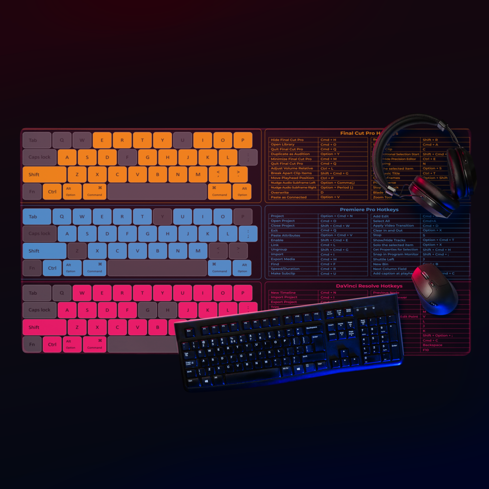 Video Editing Hotkey Desk Mat