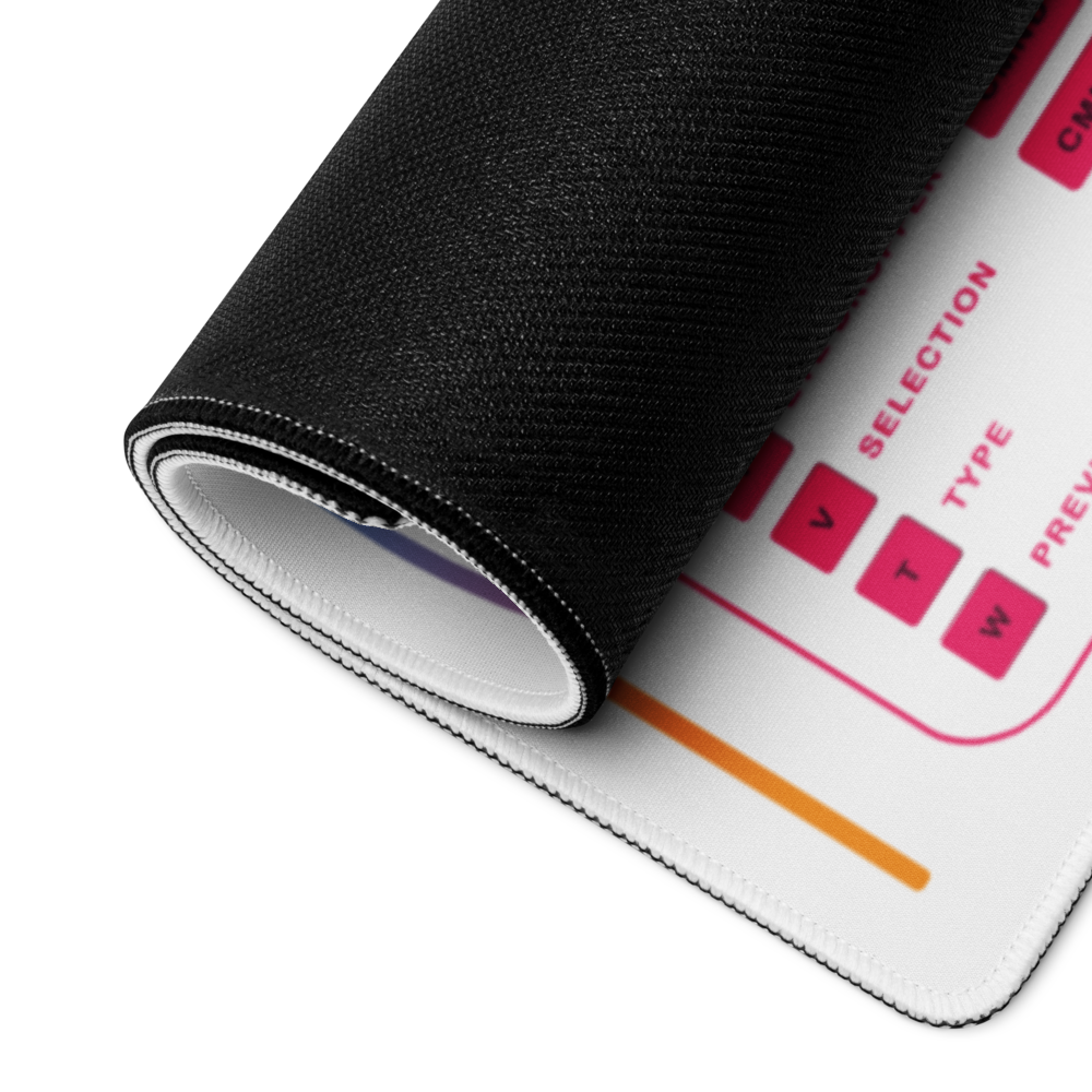 Graphic Designer Hotkey Desk Mat For Macs - White Shortcut Desk Mat