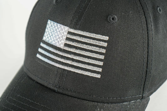 Monochrome USA Flag Adjustable Hat