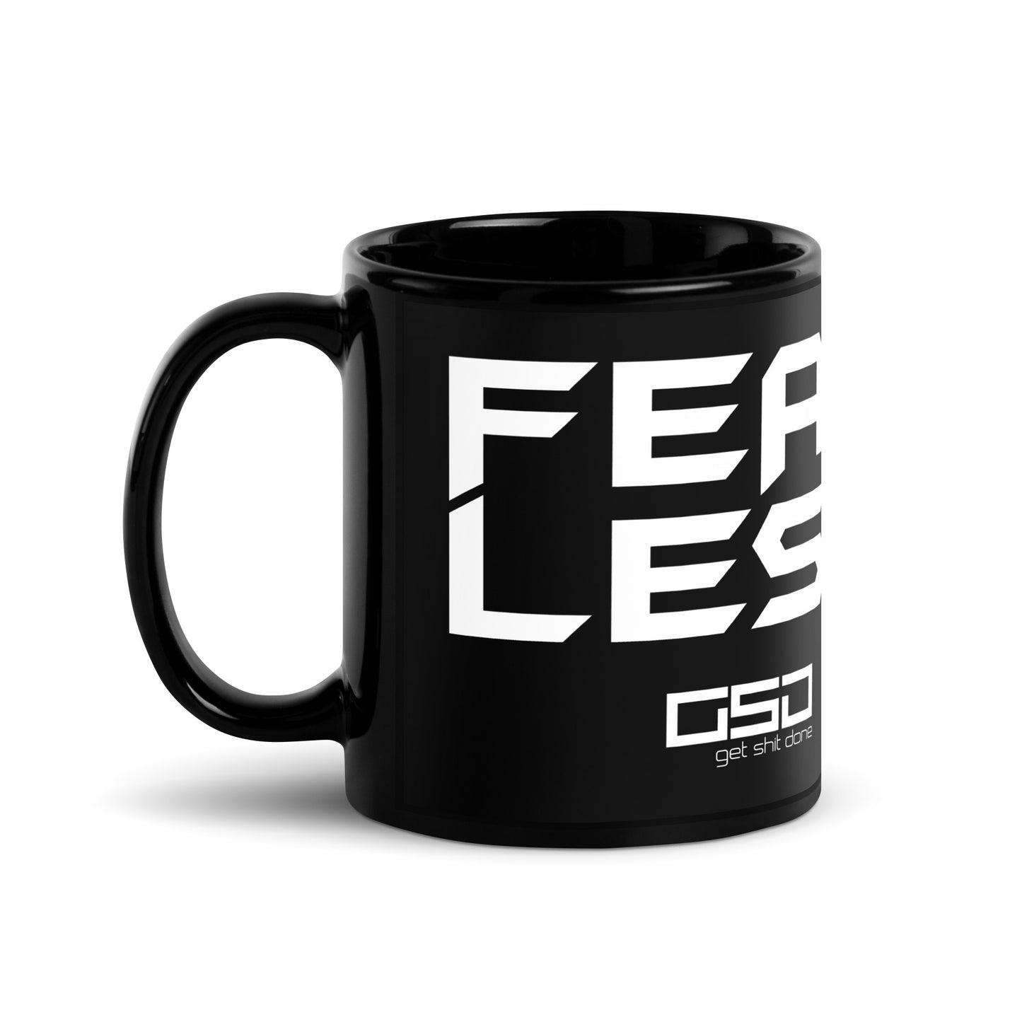 Fear Less-Black Glossy Mug