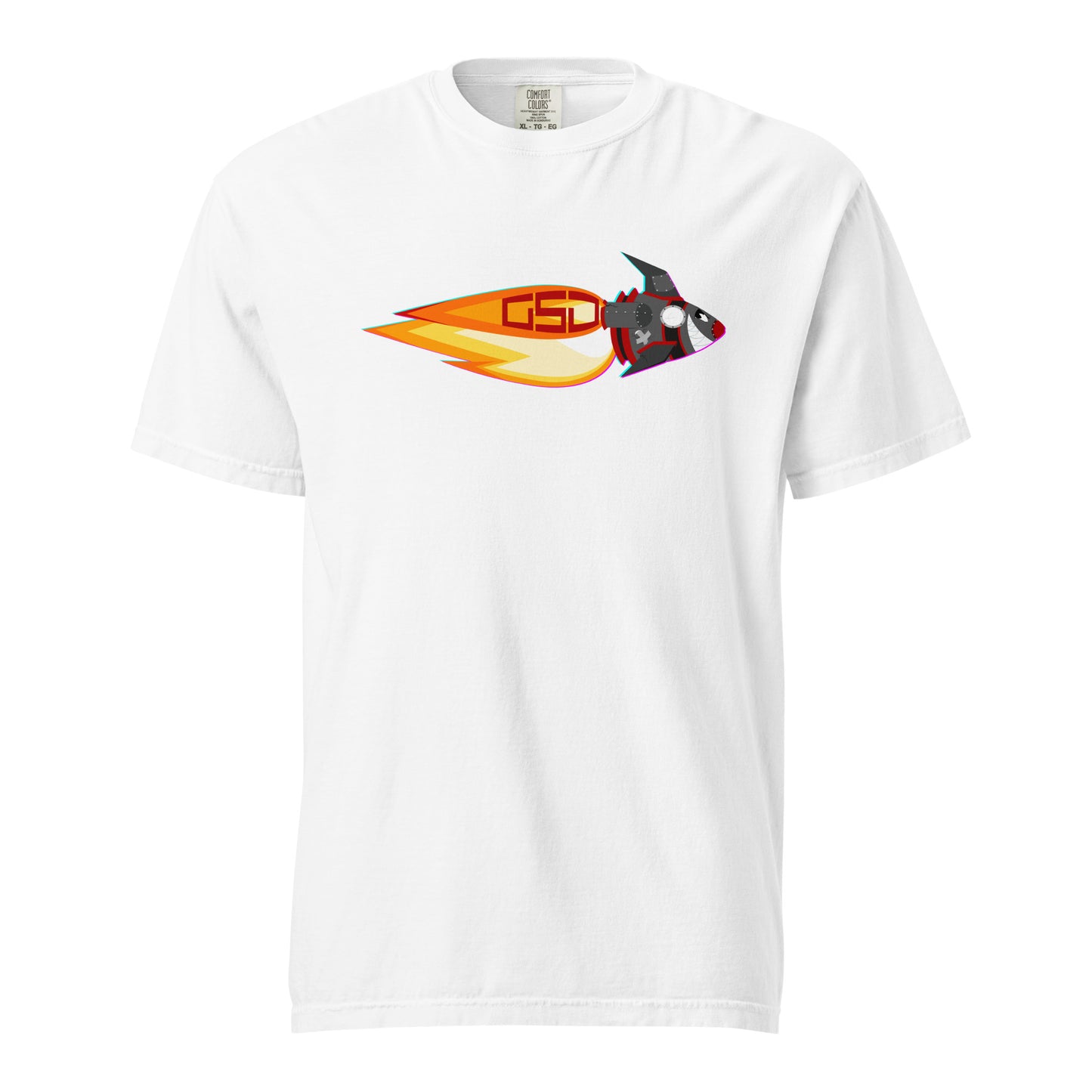 Double Sided Rocket GSD -White Unisex Tee
